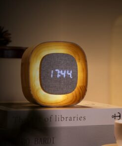 LED Wooden Alarm Clock Gingko Lumos Digital Alarm With Light