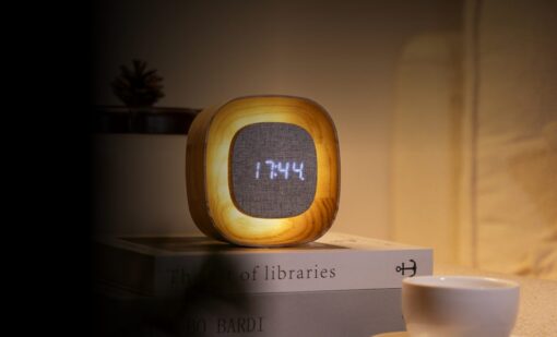 LED Wooden Alarm Clock Gingko Lumos Digital Alarm With Light