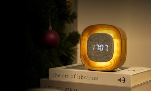 LED Wooden Alarm Clock Gingko Lumos Digital Alarm With Light - Image 7