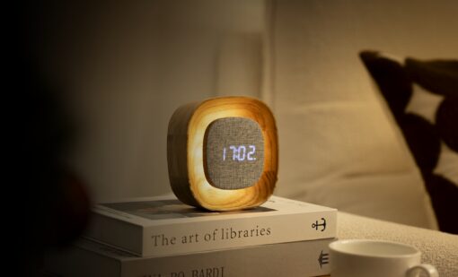 LED Wooden Alarm Clock Gingko Lumos Digital Alarm With Light - Image 9