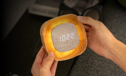 LED Wooden Alarm Clock Gingko Lumos Digital Alarm With Light - Image 6