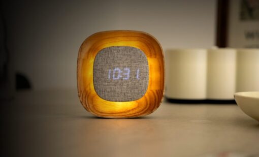 LED Wooden Alarm Clock Gingko Lumos Digital Alarm With Light - Image 8