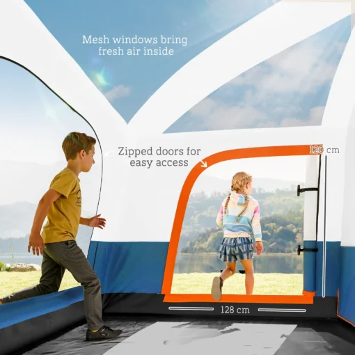 Outsunny 4-6 Man Camping Tent with 2 Bedroom, 3000mm Waterproof, Blue - Image 6