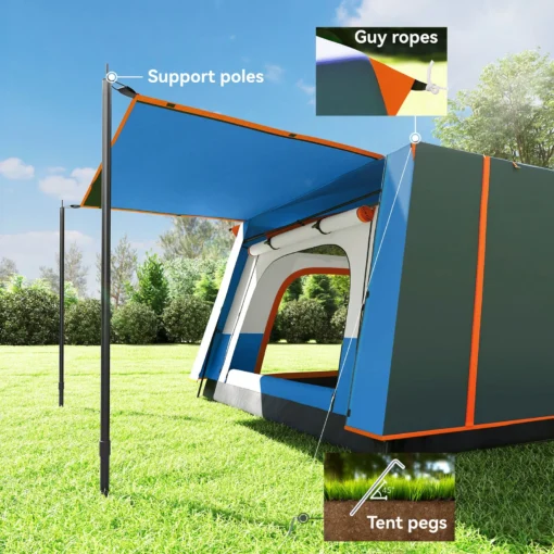 Outsunny 4-6 Man Camping Tent with 2 Bedroom, 3000mm Waterproof, Blue - Image 7