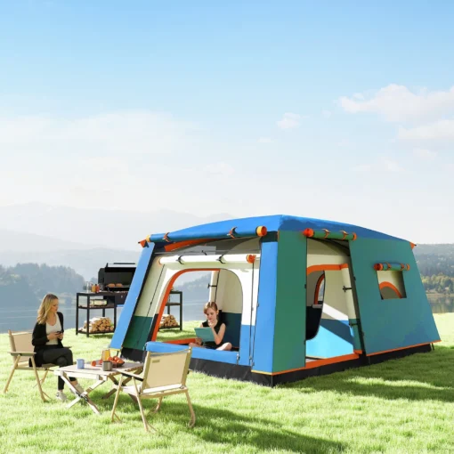 Outsunny 4-6 Man Camping Tent with 2 Bedroom, 3000mm Waterproof, Blue - Image 8