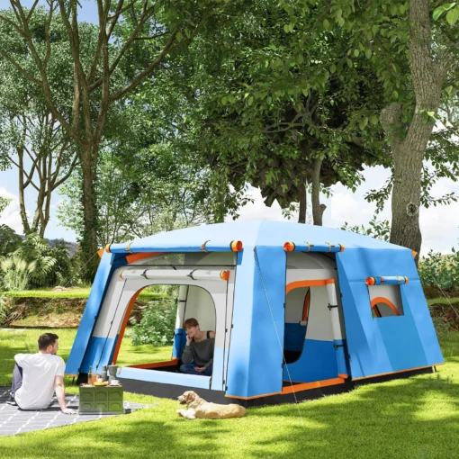 Outsunny 4-6 Man Camping Tent with 2 Bedroom, 3000mm Waterproof, Blue - Image 9